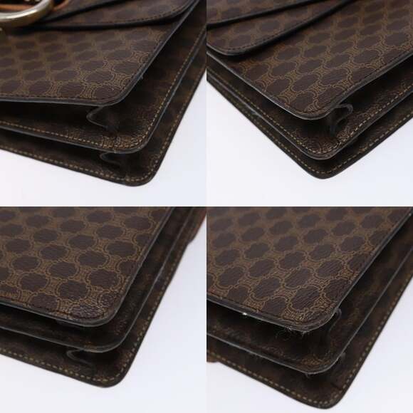 CELINE Macadam Canvas Hand Bag Pvc Leather Brown Gold - Picture 10 of 13